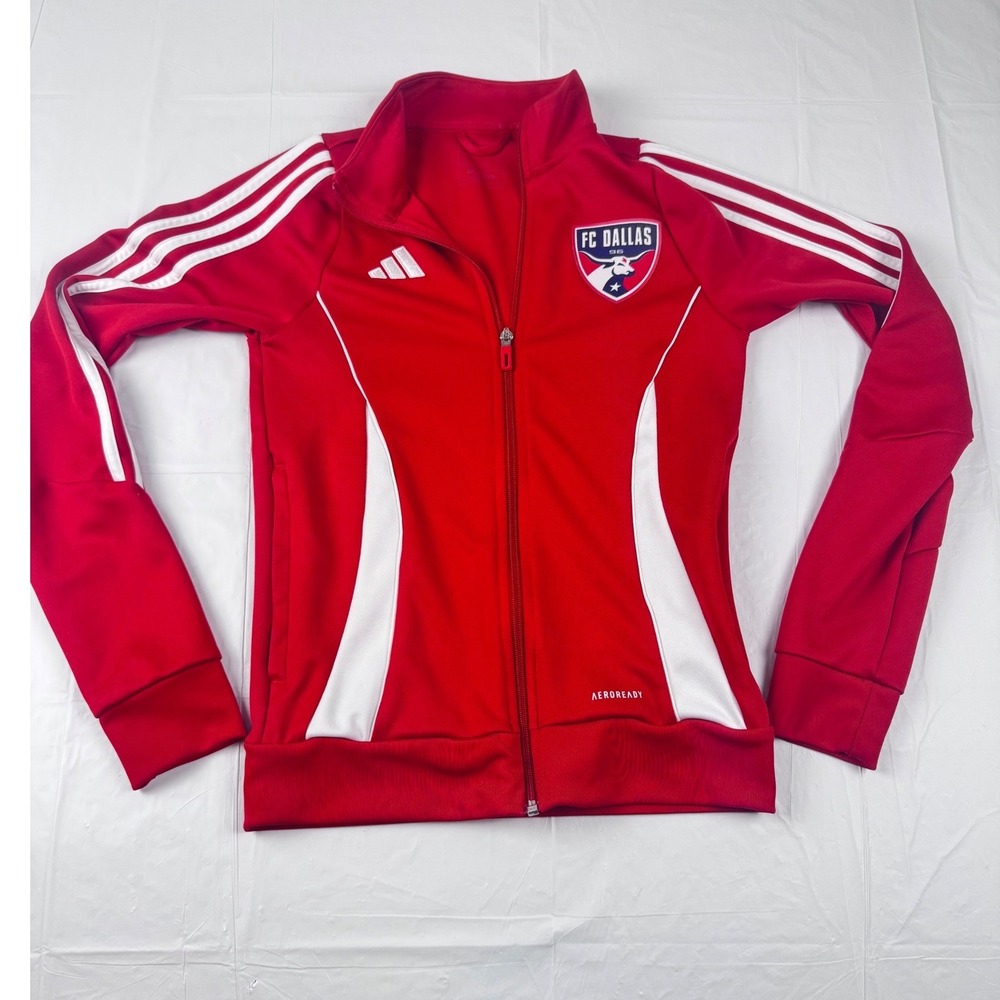 Adidas FC Dallas Soccer Track Jacket Red White Aeroready XS Womens Full Zip
